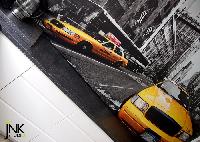 Fototapeta z żółtymi taksówkami